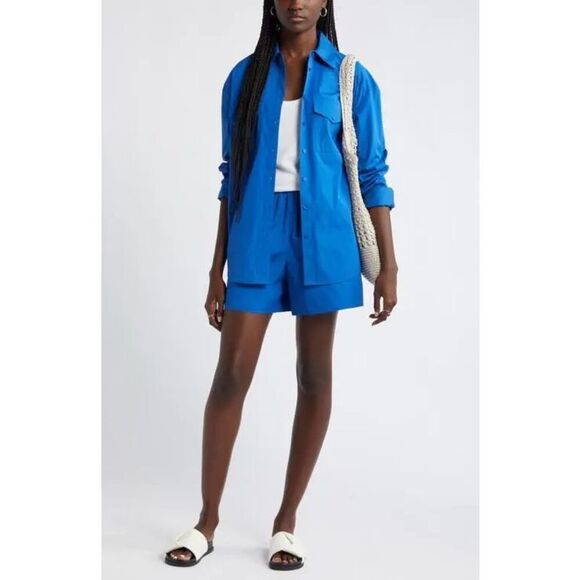 Nordstrom Poplin Two-Pocket Button-Up Shirt - Blue Marmara NEW - Picture 2 of 8